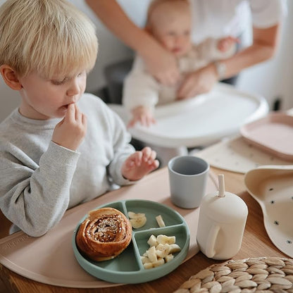 mushie Silicone Suction Plate | BPA-Free Non-Slip Design (Cambridge Blue)