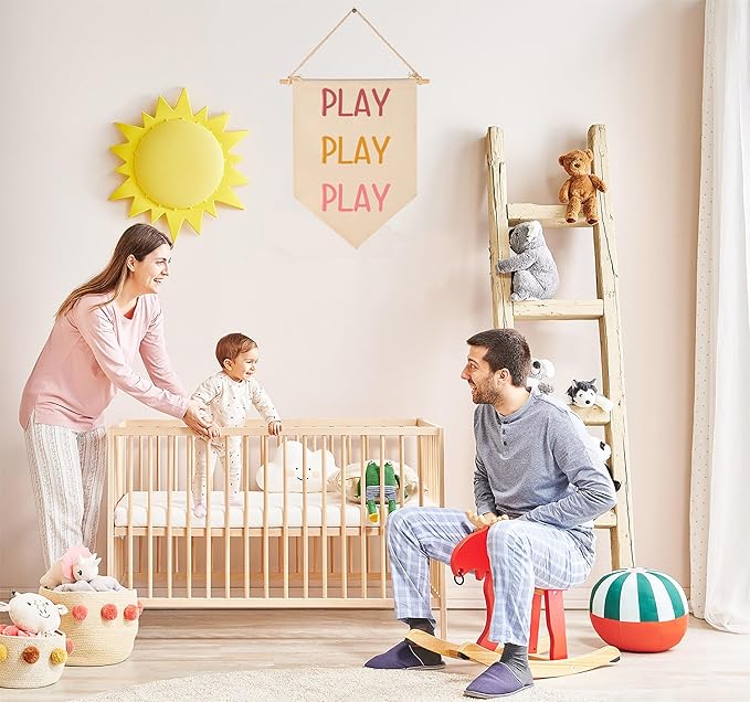 Play Play Play-Nursery Wall Flag Decor, Bedroom Decor