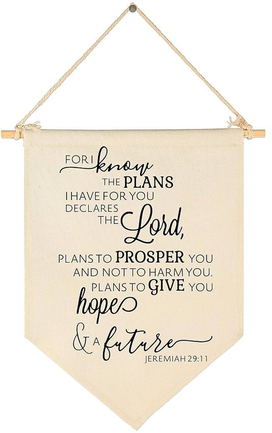 For I Know The Plans- Bible Verse Sign-Scripture Decor-flag Decor