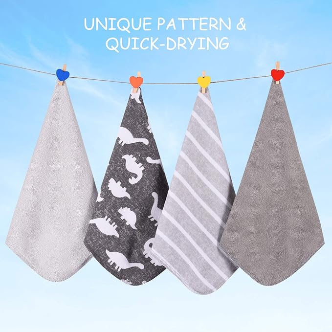 Baby Washcloths, Momcozy Ultra Soft Absorbent Towel 8pcs Newborn 10"x10" (Gray)