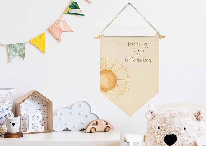 Little Darling,Here Comes the Sun-Sunshine Decor-Baby Flag Gift Shower-Flag Decor