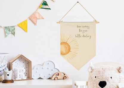 Little Darling,Here Comes the Sun-Sunshine Decor-Baby Flag Gift Shower-Flag Decor