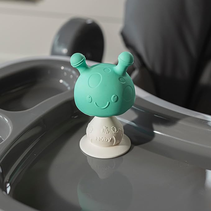 Nuby Super Soft Silicone Teether with Suction Base - Visually Stimulating and Easy to Grasp Toy for Baby Teething Relief 3+ Months