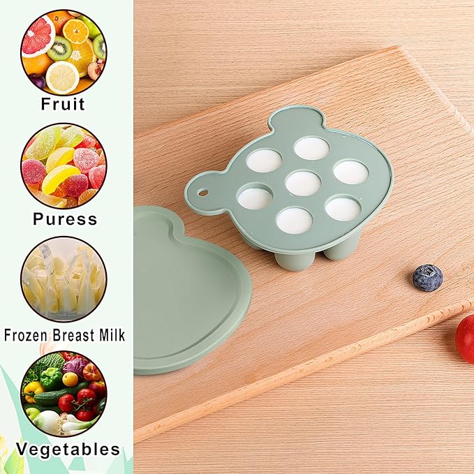 Baby Fruit Food Feeder Breastmilk Popsicle Molds for Teething Relief - 3 Pack Feeding Sets 1 Freezer 1 Teether 1 Silicone 3 Extra