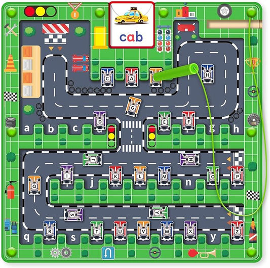 MAIAGO Magnetic Alphabet Maze, Car Alphabet Learning Toys