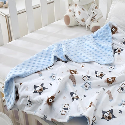 DaysU Silky Micro Soft Plush Baby Blankets for Girls with Print Animal Pattern and Soothing Raised Dots, Double Layer Bed Throws for Baby Crib 30x40 Inches