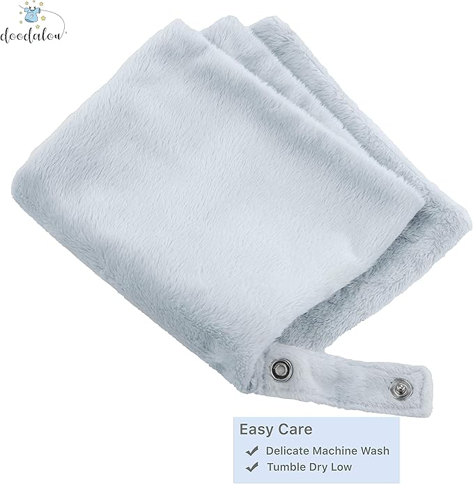 Ultra Soft Cotton Minky Velboa Baby Blanket with Snap Closure for Pacifier or Teether, Machine Washable 12 inch 12 inch