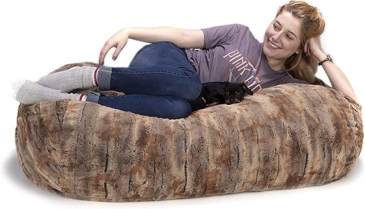 Jaxx Sofa Saxx Bean Bag Lounger, 4-Feet, Luxe Fur-Red Fox