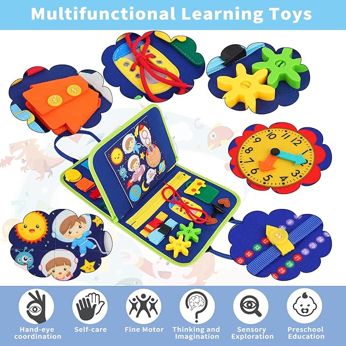 HOMELYLIFE Busy Board for Toddlers, Busy Book Montessori Toys for 3-6 Year Old Preschool Educational Learning Fine Motor Skills