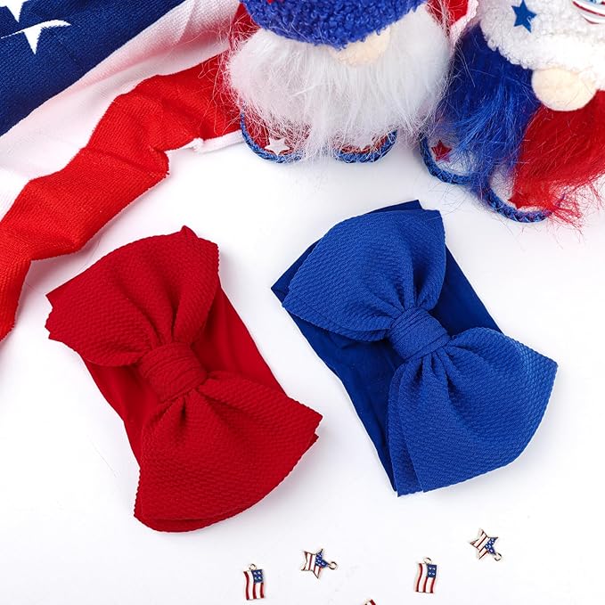 YanJie Baby Headbands Red Hair Bow Blue Headband Baby Bow 0-6 Months