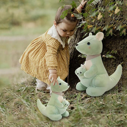 Kangaroo Stuffed Animal Plush Doll - Mother Kangaroo with Removable Child Kangaroo Plushies, Adorable Plushie for Ages 3 and Up (Green,19.68 inch)