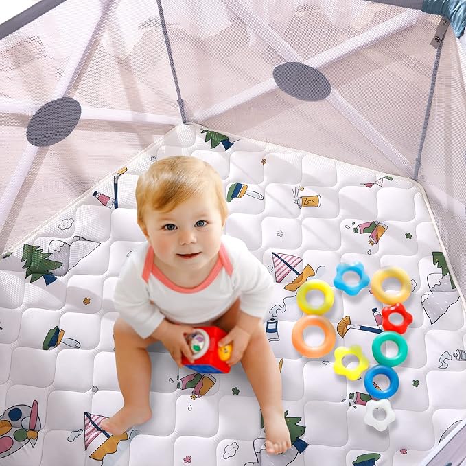 Hexagon Play Mat, Premium Foam Baby Playmat 52x45 Inches