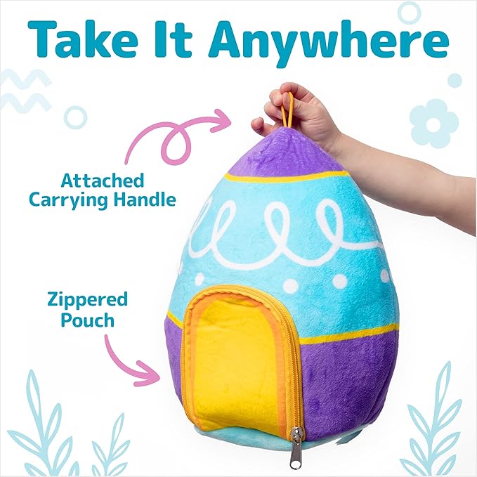 PREXTEX Easter Egg Stuffed Animals Plushie with Toy Accessories - Zip Up Small Toys with Storage | Kids Stuffed Animal Dolls, Baby Gift Bag 3-5+