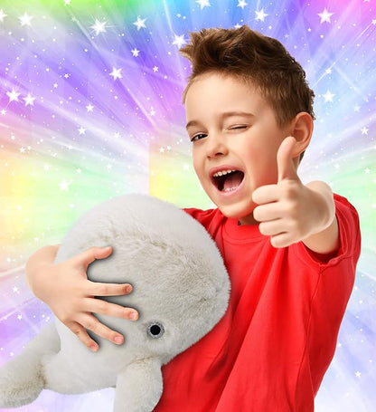 DolliBu Plush Whale Stuffed Animal - Soft Huggable White Whale, Adorable Playtime Whale Plush Toy 13 Inches