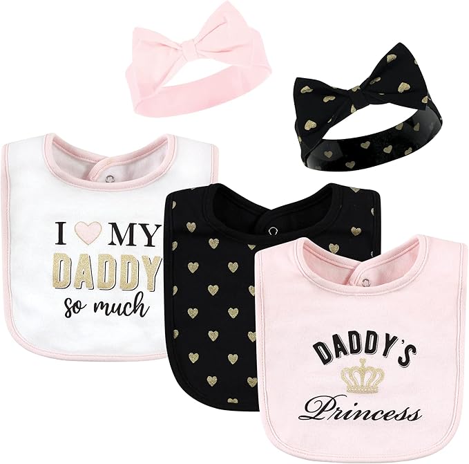 Hudson Baby Unisex BabyCotton Bib and Headband or Caps Set