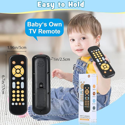 Baby TV Remote Control Toy with Sound and Light, Music Toys for Baby 6-24 Months 3 Language 6 12 18 Month