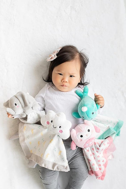 Pearhead Narwhal Security Blanket, Soft Baby Lovey for Babies