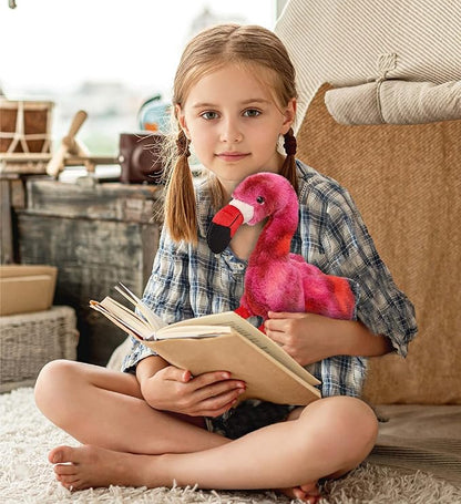 DolliBu Pink Tie-Dye Flamingo Super Soft Stuffed Animal, Cute Realistic Stuffed Animals for Girls 8 Inches