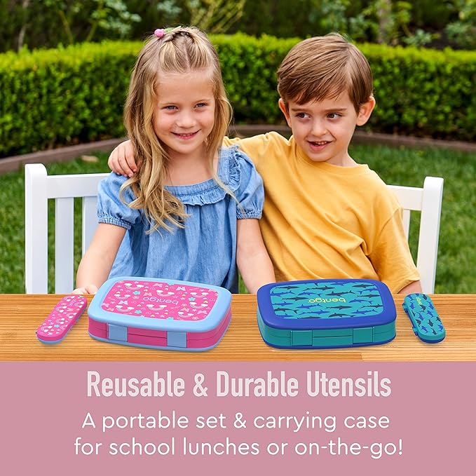 Bentgo Kids Utensil Set - Reusable Plastic Fork, Spoon & Storage Case - BPA-Free Materials, Easy-Grip Handles, Dishwasher Safe - Ideal for School Lunch, Travel, & Outdoors (Lavender Galaxy)