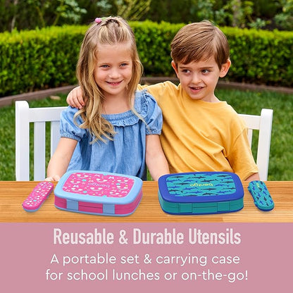 Bentgo Kids Utensil Set - Reusable Plastic Fork, Spoon & Storage Case - BPA-Free Materials, Easy-Grip Handles, Dishwasher Safe - Ideal for School Lunch, Travel, & Outdoors (Lavender Galaxy)