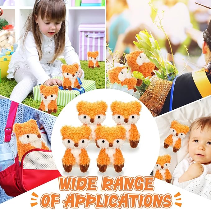 4 Pcs Baby Fox Stuffed Animal Plush Foxes Toys Small Fox Plushies Woodland Stuffed Animal Fox Doll Gifts for Boys Girls Nursery Home Bedroom Birthday Animal Theme Party Decors, 5 Inch