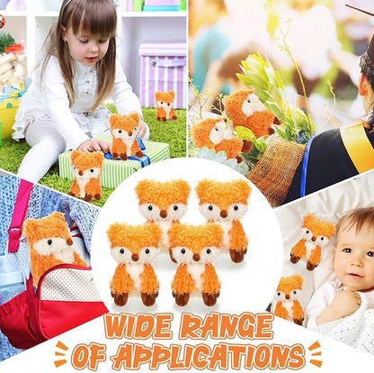 4 Pcs Baby Fox Stuffed Animal Plush Foxes Toys Small Fox Plushies Woodland Stuffed Animal Fox Doll Gifts for Boys Girls Nursery Home Bedroom Birthday Animal Theme Party Decors, 5 Inch