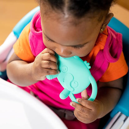 Bright Starts Tame Your Tusks Silicone Teether with Handles, Easy-Grasp Elephant 3 Months+