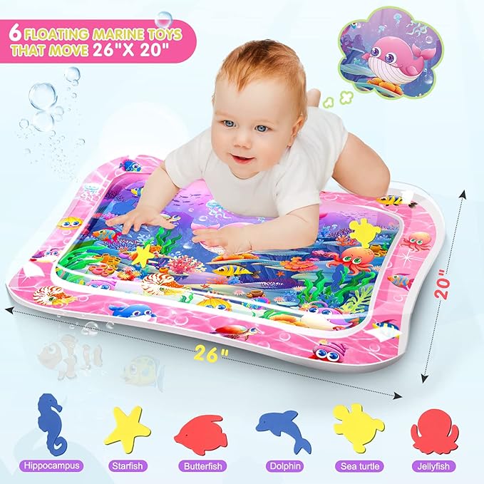 Infinno Tummy Time Mat Premium Baby Water Play Mat for Infants and Toddlers Baby Toys for 3 to 24 Months, Strengthen Your Baby's Muscles