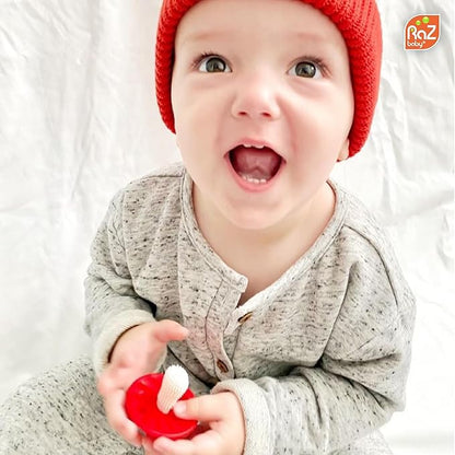RaZbaby Chompy Teether for Infant & Baby 3M+ Teether Toy with Massaging Bristles for Teething Relief Pacifier - Soothes Sore Gums