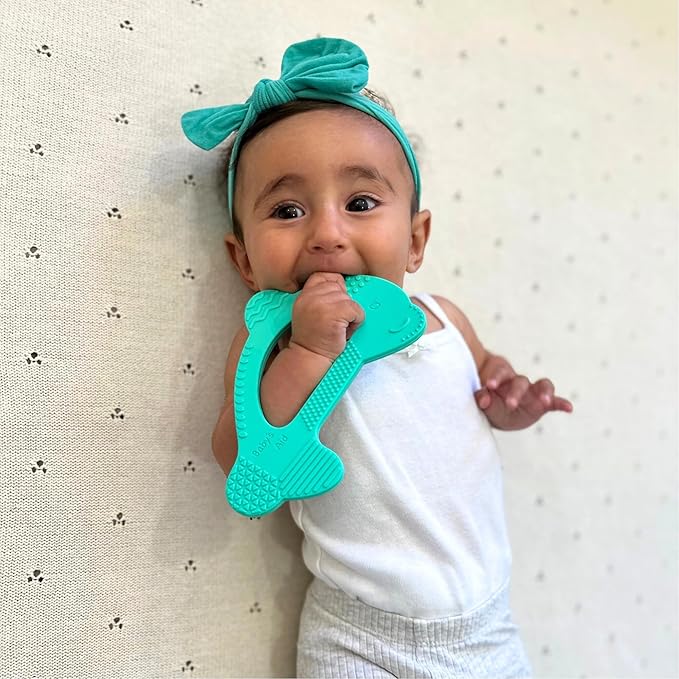 Baby’s Aid Dolphin Silicone Baby Teether, Easy to Hold Teething Toy for Pain Relief 3+ Months, 8X Teething