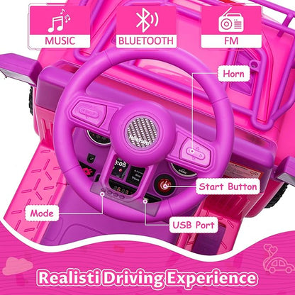 Hetoy 6V Ride On Car for Toddlers - Battery Powered Electric Car for Kids with Music, LED Light 4 Wheels 3-6 Years,