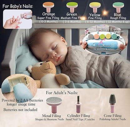 Royal Angels Baby Nail File, 21 in 1 Set with Labels 13 Replacement
