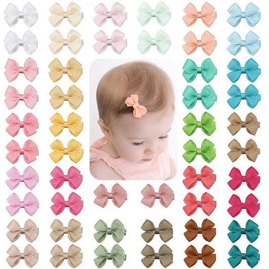 CLLOT 50PCS 2inch Baby Hair Clips - Fully Lined Baby 25 Colors