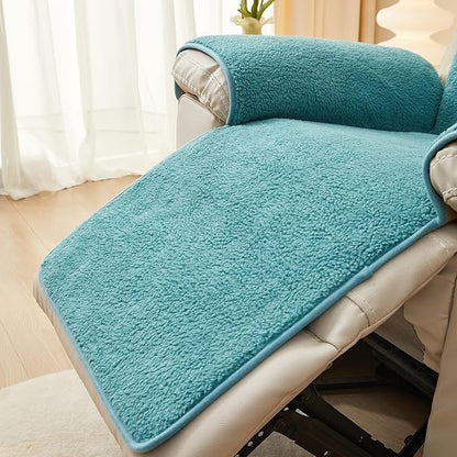 vctops Sherpa Fleece Recliner Chair Cover Super Soft Warm Plush Sofa Slipcover Furniture Protector Non Slip Washable Reclining Chair Cover for Kids, Pets (Lake Blue,30"x91")