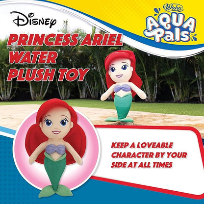 Wahu Aqua Pals Disney Classic Ariel Plush Water Toy for Kids Ages 2+ with AquaDry™ Technology, Washable Plush Doll Toy for Pool and Bathtub