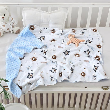 DaysU Silky Micro Soft Plush Baby Blankets for Girls with Print Animal Pattern and Soothing Raised Dots, Double Layer Bed Throws for Baby Crib 30x40 Inches