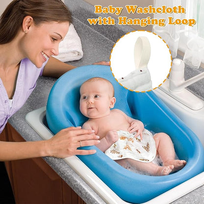 Zainpe 4Pcs Muslin Baby Hooded Towel & Washcloth Set Leaves 31.5 x 31.5 in