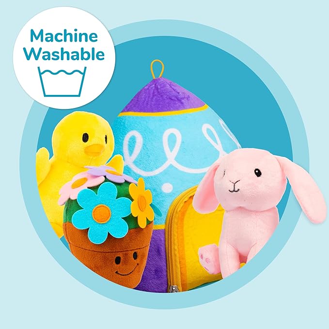 PREXTEX Easter Egg Stuffed Animals Plushie with Toy Accessories - Zip Up Small Toys with Storage | Kids Stuffed Animal Dolls, Baby Gift Bag 3-5+