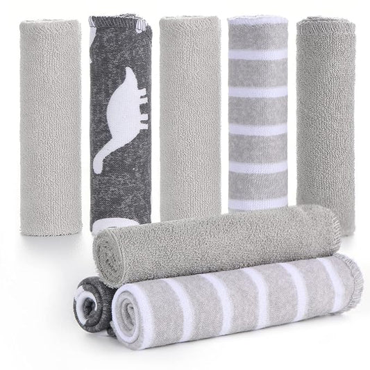 Baby Washcloths, Momcozy Ultra Soft Absorbent Towel 8pcs Newborn 10"x10" (Gray)
