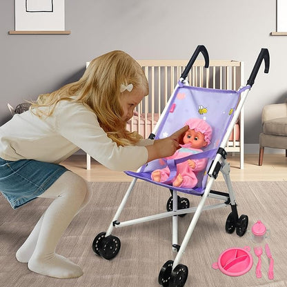 Doll Stroller Toy Anivia Realistic Doll Stroller Heart Design Gifts
