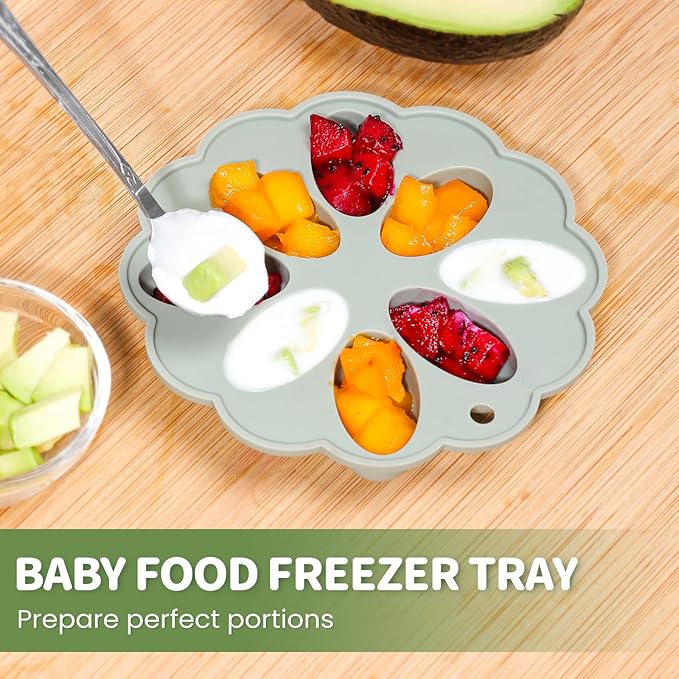 Baby Fruit Feeder with Mini Freezer Tray, 2 Pack Silicone Baby Food Feeder for Batch Prep 2 Extra