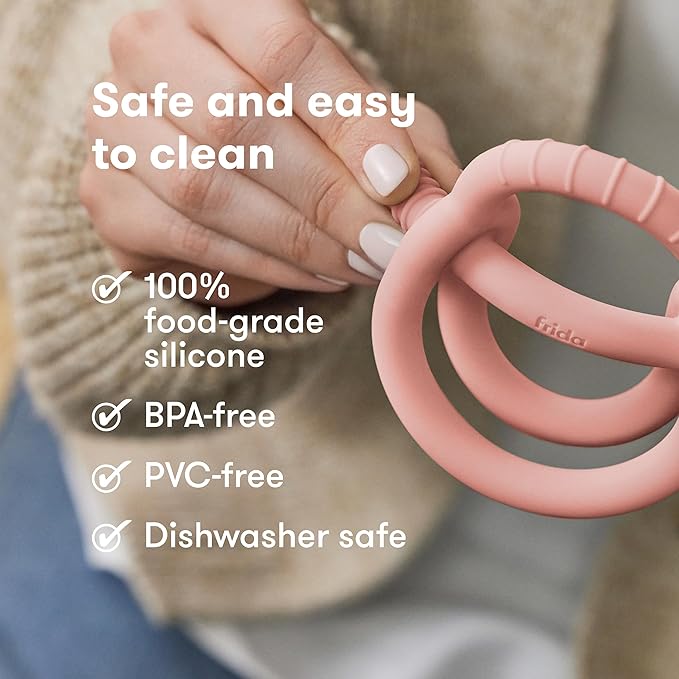 Frida Baby Get-A-Grip BabyTeether for Teething Relief | 100% Food-Grade Silicone Teething Toys for Baby 0-6, 12 18 Months