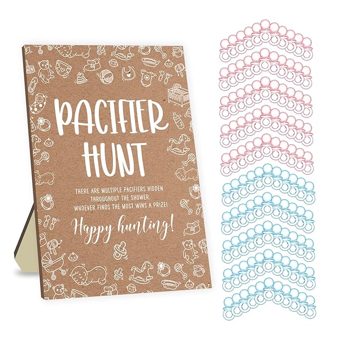 Baby Shower Games Set, Baby Pacifier Hunt Game 50 Mini 50 Blue