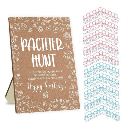 Baby Shower Games Set, Baby Pacifier Hunt Game 50 Mini 50 Blue