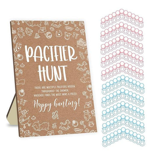 Baby Shower Games Set, Baby Pacifier Hunt Game 50 Mini 50 Blue