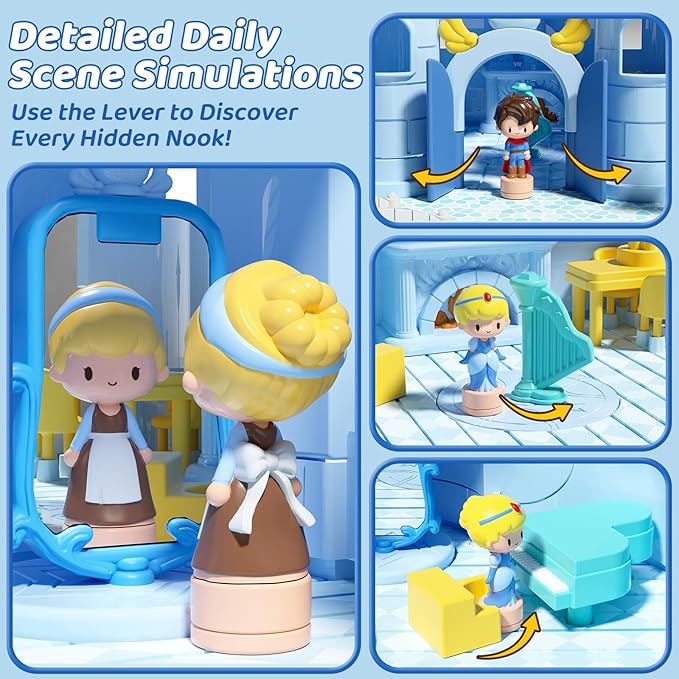Magnetic Dollhouse Playset for 2-4 Years Old Girls Gifts, Doll House Girl Toys with Light, Music, 4 Toy Figures, Christmas Birthday Gifts for Girls Age 2 3 4 5 6