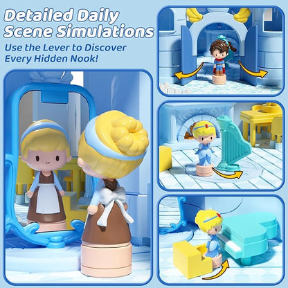 Magnetic Dollhouse Playset for 2-4 Years Old Girls Gifts, Doll House Girl Toys with Light, Music, 4 Toy Figures, Christmas Birthday Gifts for Girls Age 2 3 4 5 6
