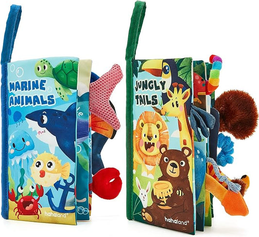 hahaland Baby Toys 0-6 Months Baby Books 2PCS, Baby Toys 6-12 Months - Soft 0-12 Months