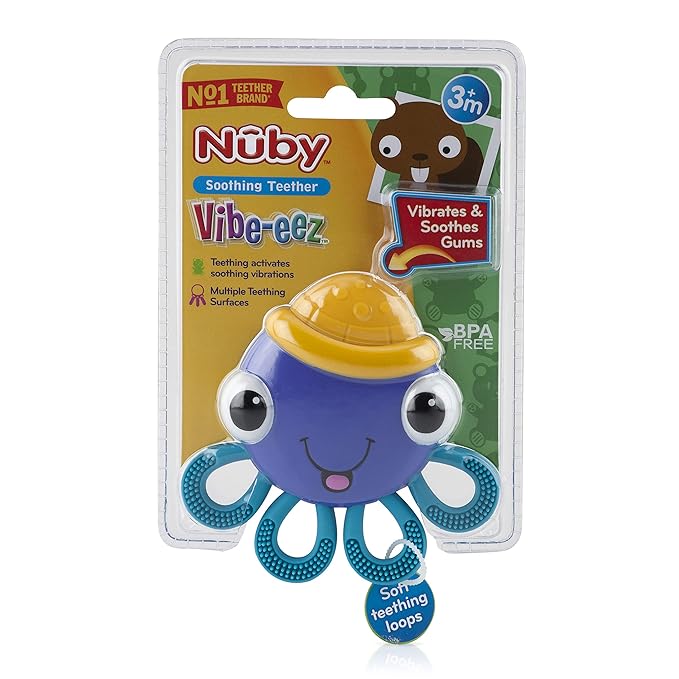 Nuby Vibe-eez Vibrating Teether - Battery Powered 3+ Months