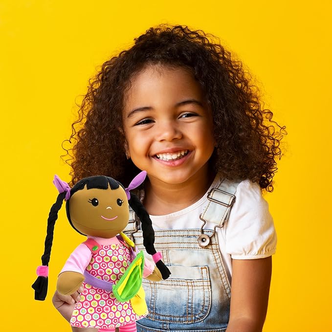linzy Toys 16" Dark Skin Educational Doll/Adorable Plush Doll Comes